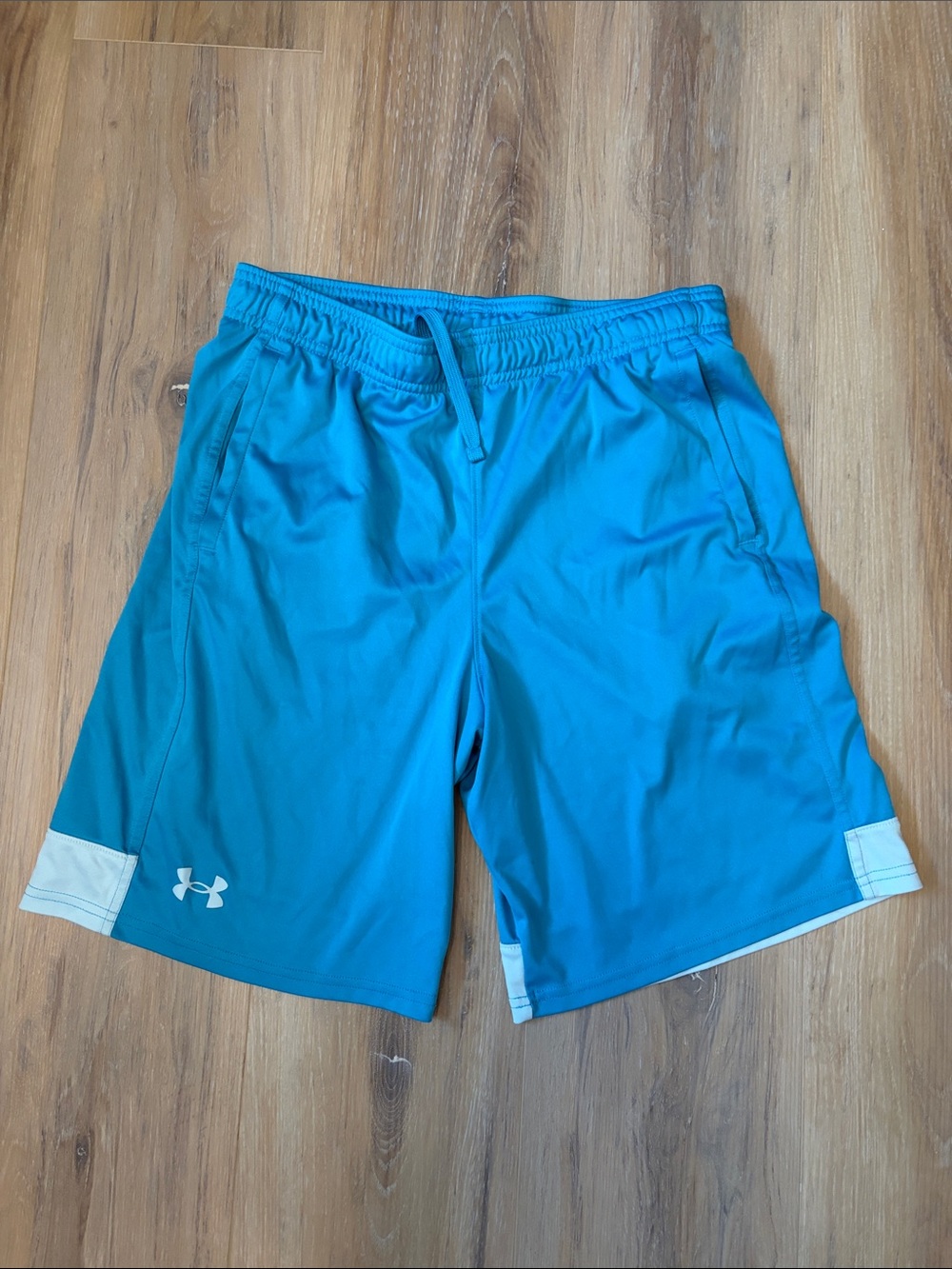 Under Armour Teal Athletic Shorts with White Accents